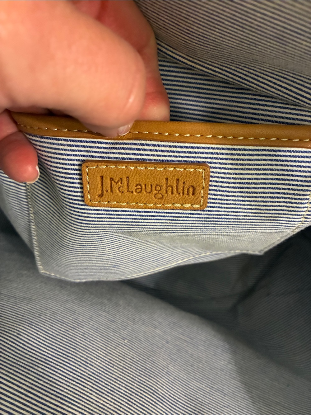 J McLaughlin Tan Woven Tote with Bamboo Handles - Designer Style - Picture 8 of 11